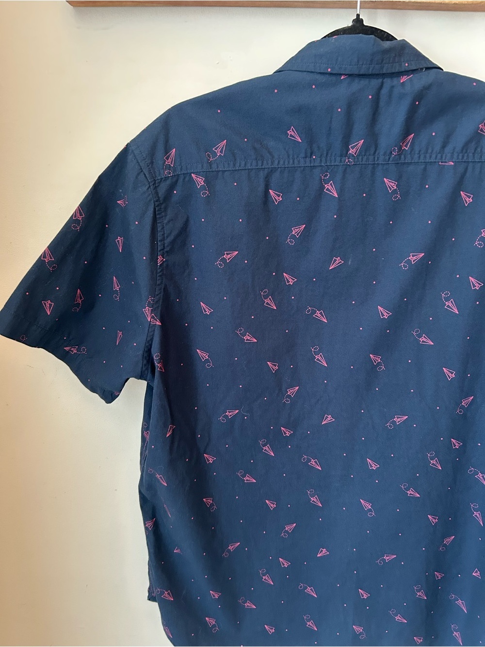 Denim & Flower Paper Airplane Shirt XL Navy Preppy Coastal Dadcore